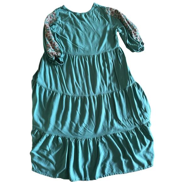 Max Women’s Embroidered Teal Boho Midi Dress size Medium - Picture 6 of 11